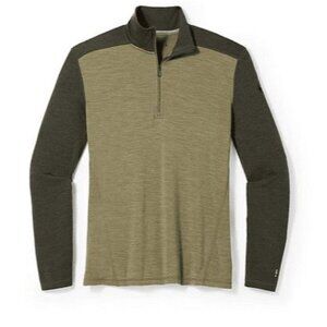 Smartwool Classic Thermal Merino Base Layer Top 1/4 Zip Olive Green Mens Large L